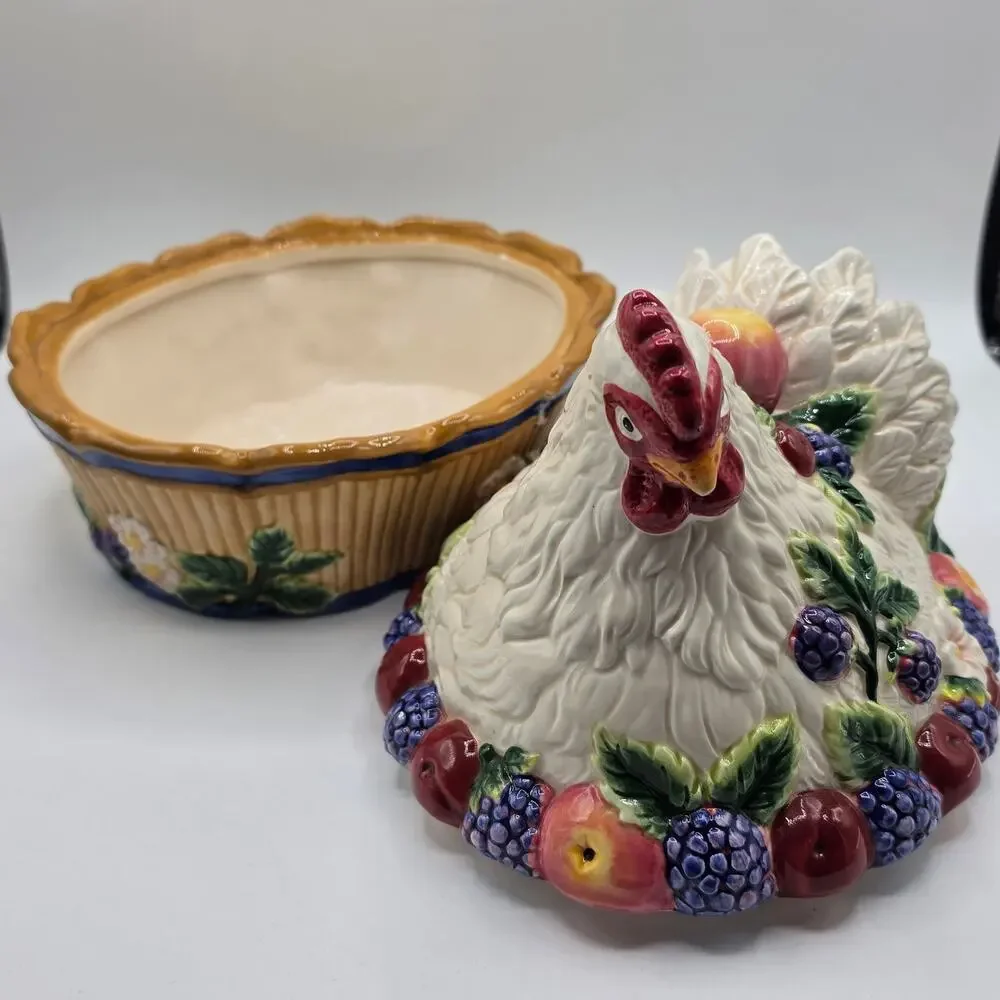 Fitz and Floyd Country Gourmet Hen Chicken Cookie Jar VTG AS IS / READ